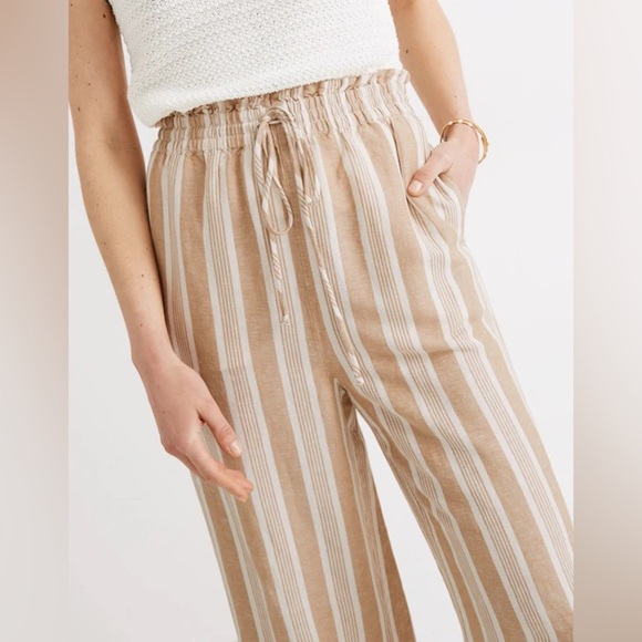 Madewell Women’s Smocked Huston Pull-On Crop Pants in Brown Stripe - Small - Picture 11 of 11